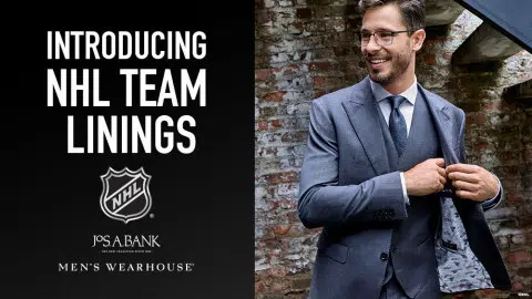 NHL fans can now customize their suits and sport coats with linings from their favorite NHL team. Visit any Men's Wearhouse or Jos. A. Bank store location. (Photo: Business Wire)